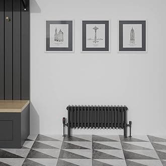Warmehaus Traditional Cast Iron Style Black 4 Column Horizontal Radiator 300x830mm Central Heating Space Saving Radiators