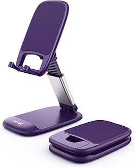Lamicall Purple Phone Holder for Desk - Dark Purple Cellphone Stand Desk Accessories Desktop Office Must Have, Gifts for iPhone 17 16 15 14 13 Pro Max Mini, 12 11 XR X 8 7 6 Plus SE, 4-8'' Smartphone