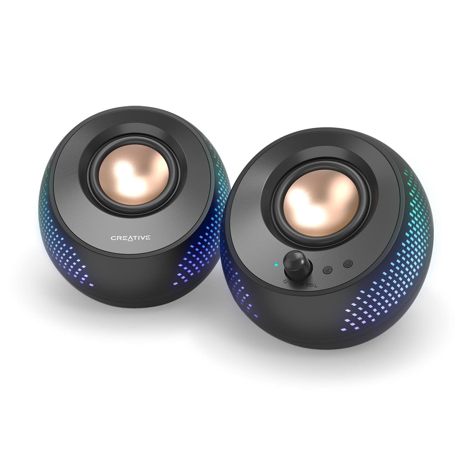 Creative Pebble X 2.0 USB-C Computer Speakers with Customizable RGB Lighting, Bluetooth 5.3, USB Audio, Up to 15W RMS Power for PC and Mac