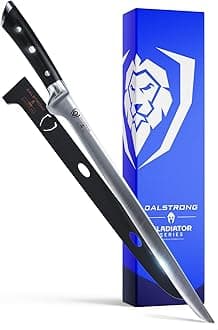 Spanish Style Meat & Ham Slicer - 12 inch - Gladiator Series Elite - German High Carbon Steel - w/Sheath - NSF Certified