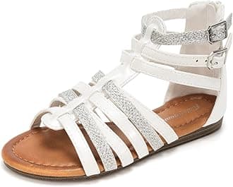 FUNKYMONKEY Girls Gladiator Strap Sandals Flat Fisherman Thong Cross Strappy Sandals