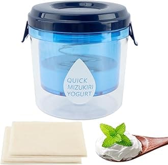 Greek Yogurt Strainer with Lid, Reusable Yogurt Filter with Ultra Fine Mesh Yogurt Strainer to Makes small batches of Thick Creamy Greek or Coconut Yogurt Cheese, Soy Milk(blue)