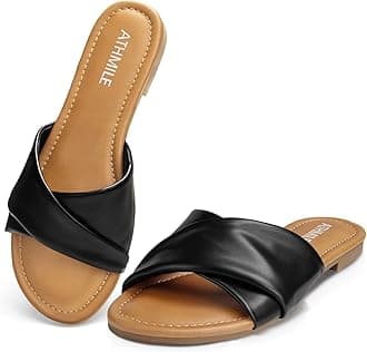 Sandals for Women 2026 Dressy Summer Flat Comfortable Fashion Beach Cute Ladies Slides Leather Casual Dress Women's Sandals Size 6-11