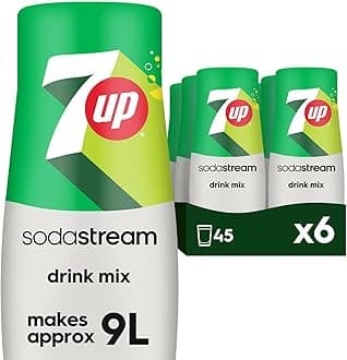 SodaStream Flavours 7Up Sparkling Drink Mix, Fizzy Drink Maker Concentrate, Original Soda with Natural Lemon & Lime Flavouring, Caffeine Free, Official 7Up x SodaStream Syrup - 6 x 440ml Multi Pack