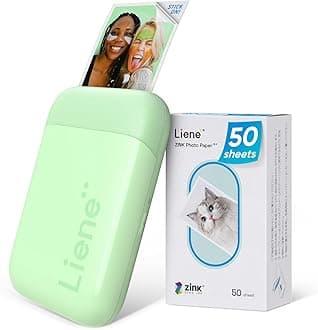 Pearl K100 Photo Printer, 2x3” Mini Portable Instant Phone Printer 50 Zink Adhesive Paper, Bluetooth 5.2 Compatible w/iOS & Android, Small Color Picture Printer for iPhone Smartphone Green