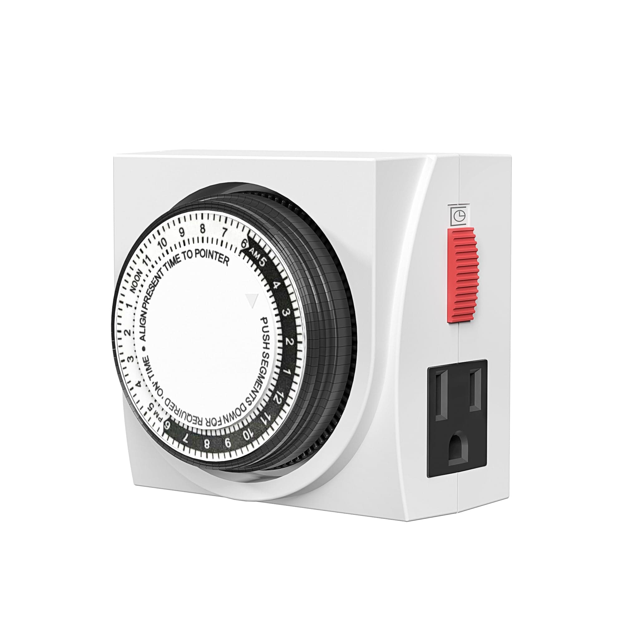 Heavy Duty Mechanical 24 Hour Timer Dual Outlet 3-Prong Accurate Indoor for Lamps Fans Christmas Lights White AC 1875W 1/2 HP, ETL Listed