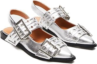 Aimery Women Buckle Ballet Flats Pointed Toe Slingback Wide Flat Casual Comfortable Ballerina Block Heel Shoes