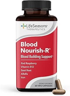 Blood Nourish-R - Iron Deficiency Supplement - Supports Anemia, Fatigue & Dizziness - No Constipation - Blood Building - Iron, Beet Root, Alfalfa, Raspberry & Vitamin B-12-60 Capsules