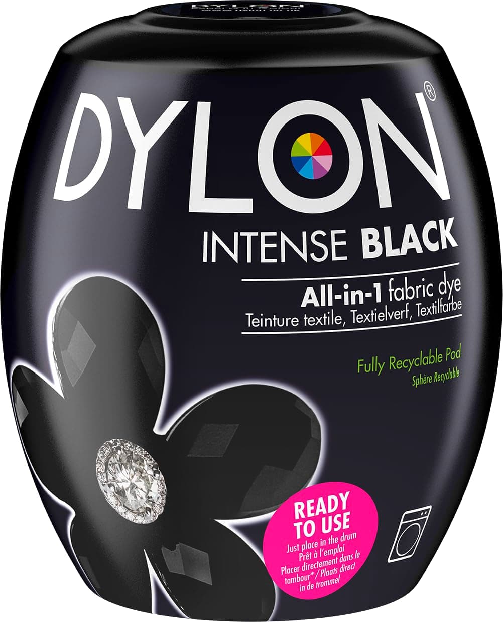 DYLON Machine Dye Pod, Intense Black, easy-to-use fabric colour for laundry, 350g