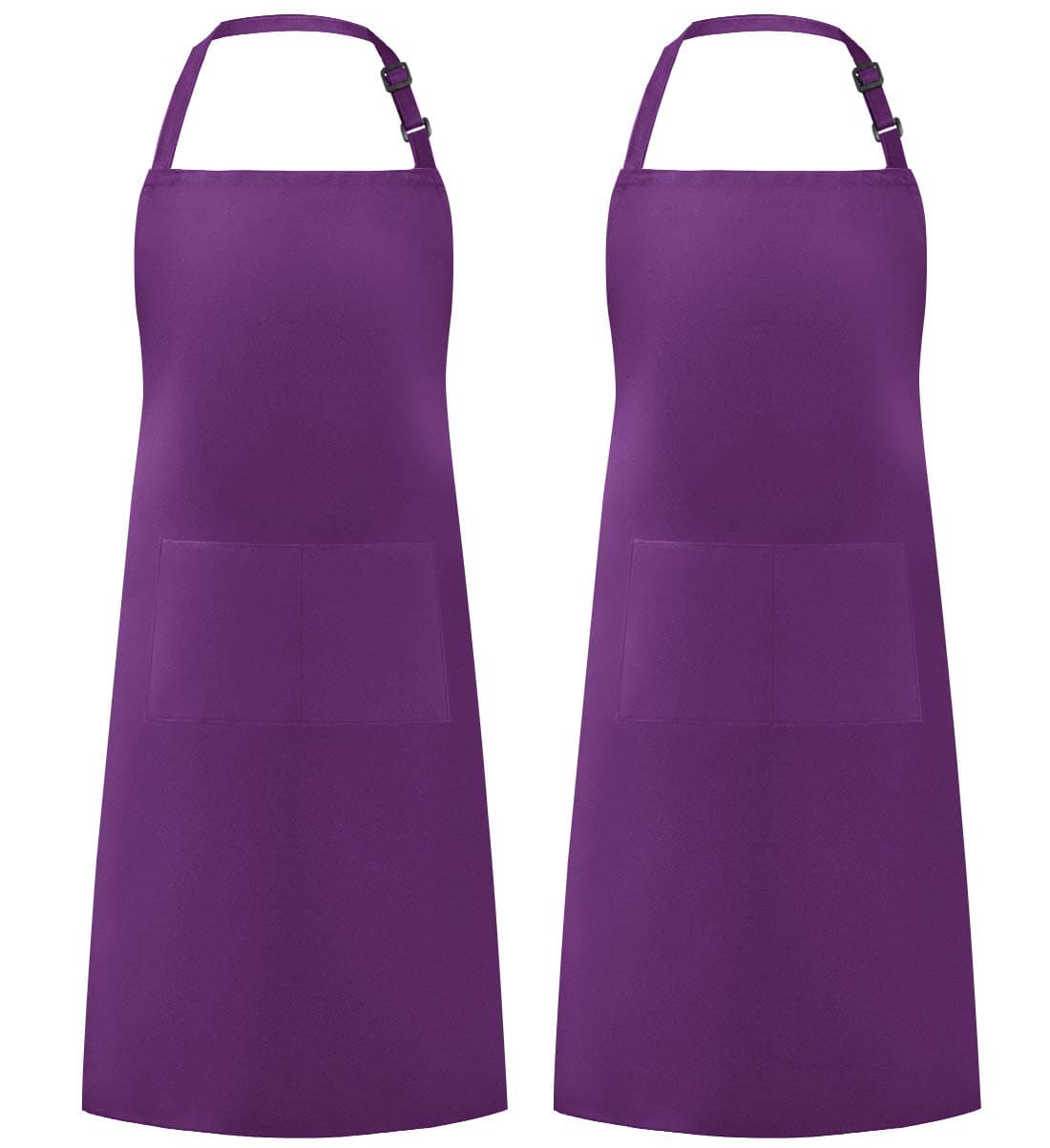 Syntus 2 Pack Adjustable Bib Apron Waterdrop Resistant with 2 Pockets Cooking Kitchen Aprons for Women Men Chef