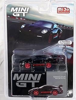 True Scale Miniatures Model Car Compatible with Porsche 911 (992) GT3 RS Black with Pyro Red 1/64 Diecast Model Car MGT00681