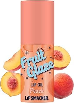 Fruit Glaze Lip Oil, Ultra-Hydrating & Moisturizing with High-Shine Finish, Plush Applicator for Effortless Glide, Delicious Non-Sticky Flavor - Peach