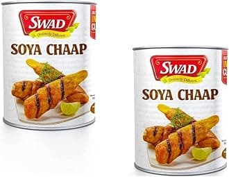 SWAD Canned SOYA Chaap in Brine | High in Protein | Delicious and Nutritious | Gluten-Free, Vegan & Ready-to-Eat | Perfect for Curries, Grilling, and BBQ | 850g (Pack of 2)