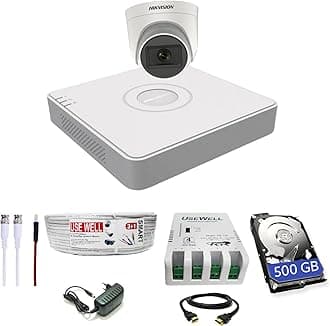 HIKVISION 4 Channel DVR with 5 MP 1 Dome Cameras with Audio Recording + 500 GB HDD + (3+1) Cable roll + 4 CH Power Supply + USEWELL BNC & DC Full Combo Kit