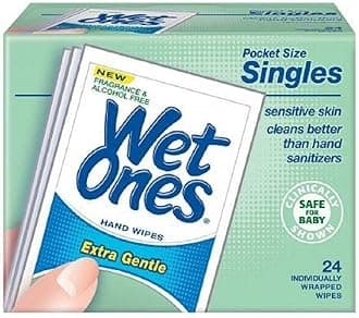 WET ONES Sensitive Skin Hand Wipes, Singles Extra Gentle Fragrance & Alcohol Free 24 ea (Pack of 2)