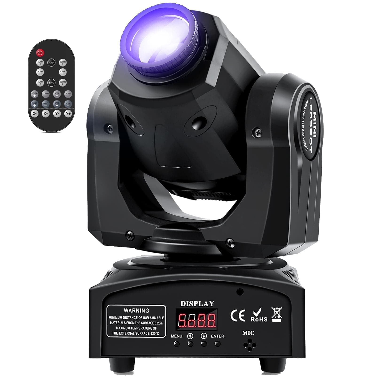 U`King 60W LED Moving Head Light Stage Lights with Remote Control 8 GOBO 8 Colors Spotlight by DMX Controlled 11 Channel with Sound Activated for Disco Club Party Stage Lighting Shows