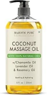 Coconut Massage Oil for Massage Therapy - Refreshing, and Relaxing - Natural Oils - for All Skin Types - Men and Women - 8 fl oz