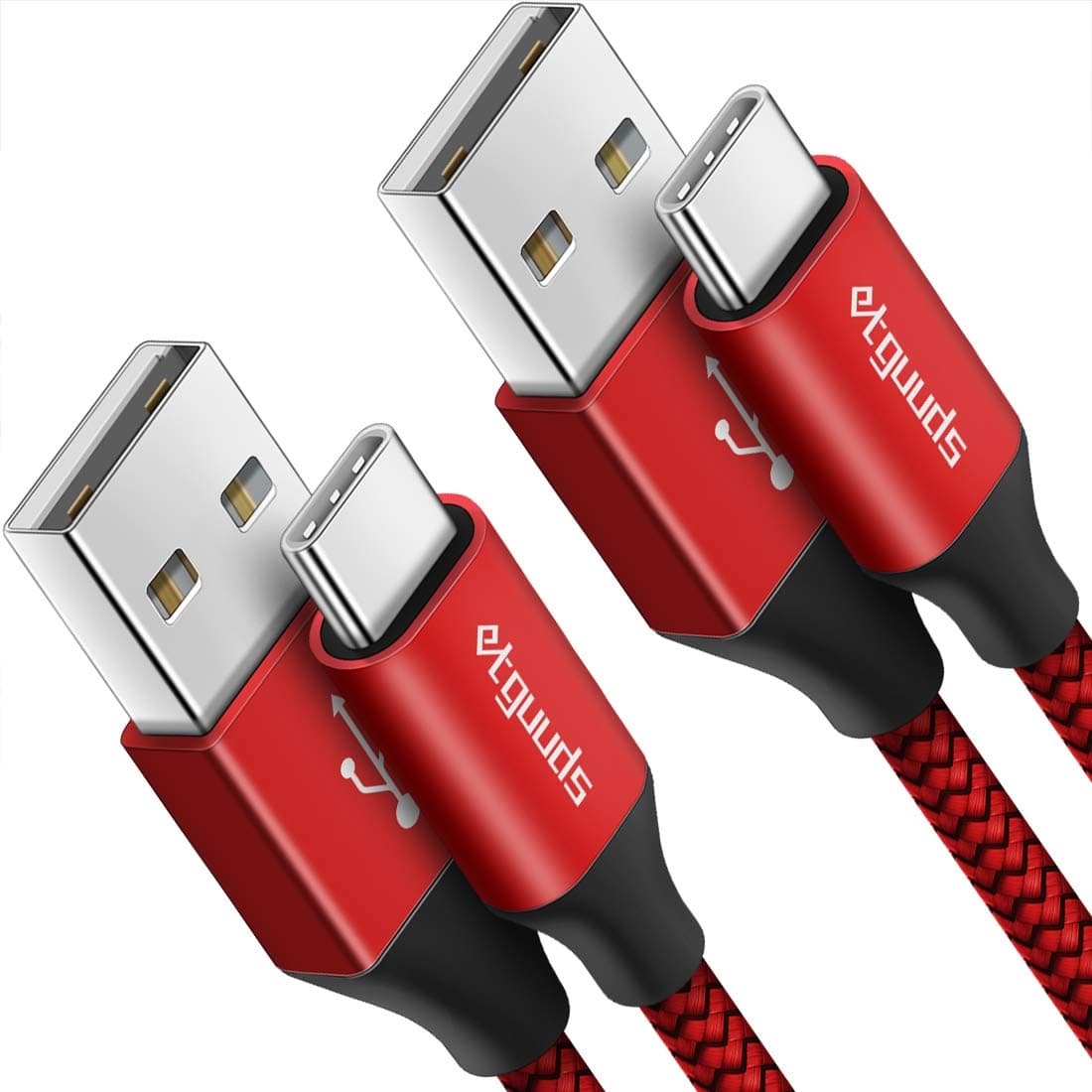 USB A to USB C Cable 6ft, 2-Pack, 3A Fast Charging Type C Charger Cord for iPhone 17 16 15 Pro Max 16e 17 Air, Samsung Galaxy S25 S24 S23 S22 S21 S20 A17 A16 A56 A55 Flip Fold, Red