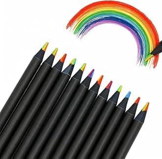 Wynhard 12 Colors Rainbow Pencils for Kids Adults, Rainbow Colored Pencil Art Supplies for Girls Boys, Black Wooden Multi Colored Pencils Bulk for Coloring Drawing Sketching, Pre-sharpened