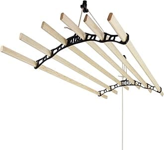 Clothes Airer Ceiling Pulley Maid Traditional Mounted Clothing Dryer 6 Lath Laundry Drying Rack Rail 1.8m Black