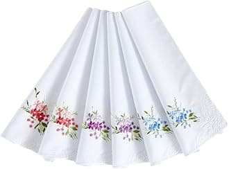 RDS HANKYTEX Cotton Embroidery Ladies' Handkerchiefs Lace Set of 6