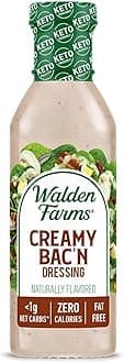 Walden Farms Creamy Bac’n Dressing – Low Carb, Calorie-Free, Gluten-Free, Keto-Friendly, Sugar-Free, Fat-Free, Dairy-Free Smoky Bacon Flavor – 12 oz Bottle