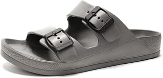 - FUNKYMONKEY Men's Comfort Slides Double Buckle Adjustable EVA Flat Sandals