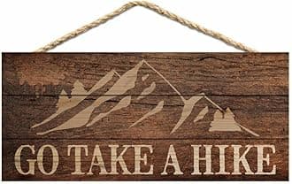 Go Take A Hike Mountains Brown Wood Wall Plaque Sign 12x6inch