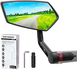 RBRL Bike Mirror Bar End Bike Mirror, Rotatable Bicycle Mirror, Automotive Grade Glass Bike Side Mirrors, Scratch Resistant E-Bike Universal Rearview Mirrors for Mountain bike (Left)