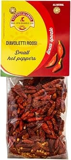 Calabrian Diavoletti Rossi, Small Dried Spicy Hot Chili Peppers, 50g, All Natural, Non-GMO, Product of Italy