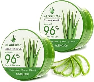 AlodermaOrganic Aloe Vera Gel for Face Made within 12 Hours of Harvest, 96% Pure Aloe Vera Gel for Skin, Scalp, & Hair, Soothing Aloe Face Moisturizer, Multipurpose Skin Care, Hydrating Aloe Gel, 7oz
