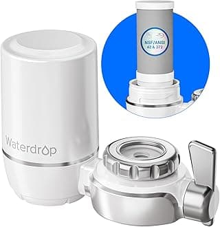 Waterdrop Water Filter for Sink Faucet, NSF Certified Water Purifier, 320 Gallon Tap Water Filter for Kitchen Sink, Reduces Chlorine, Lead-Free Material, Faucet Mount Water Filtration System, 1 Filter