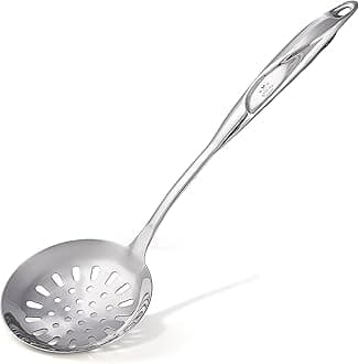 Stainless Steel Slotted Spoon - 14.5” Large Skimmer Frying Spoon for Draining & Serving - Heat-Resistant, Rust-Proof & Dishwasher Safe Kitchen Utensil for Everyday Use