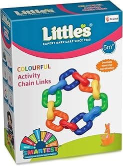 Little's Colourful Activity Chain Links | Activity and Eduational Toy for Babies | Infant & Preschool Toys | 5 Months & Above | Helps Develop Hand - Eye Coordination & Motor Skills |Plastic|Multicolor