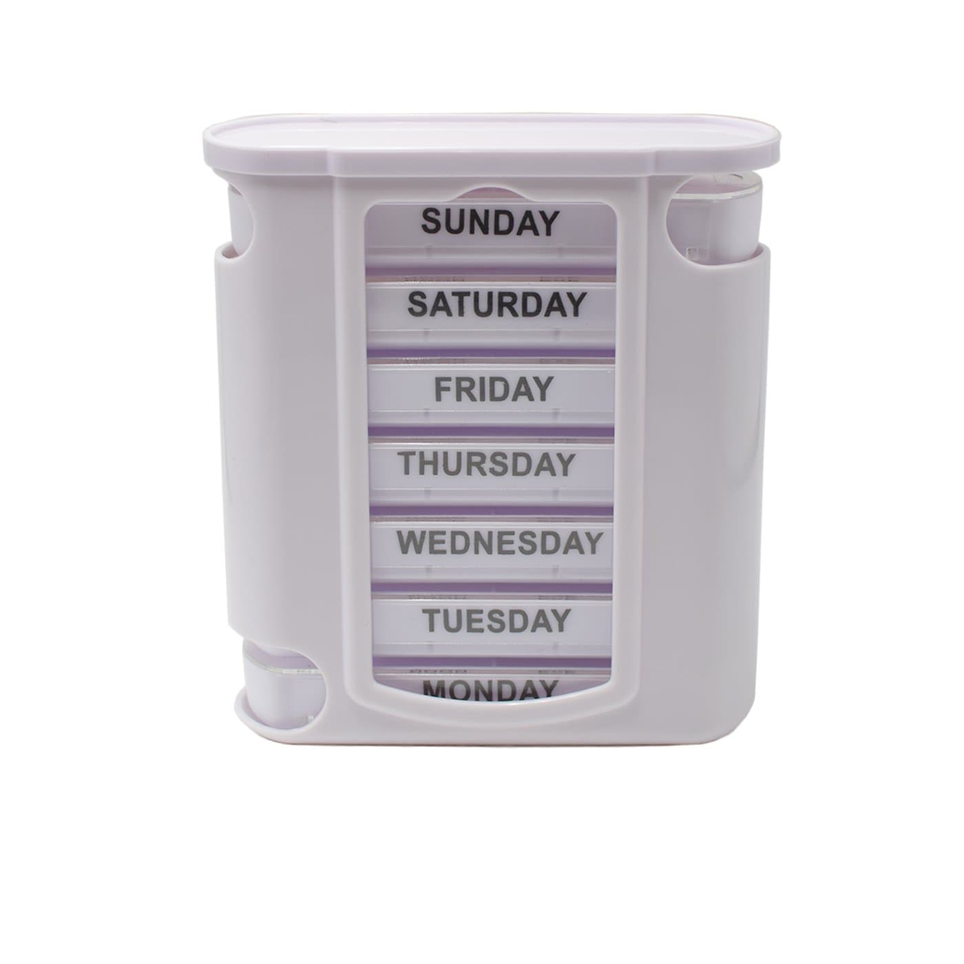 Weekly Pill Organizer Box - Stackable Medicine Dispenser 4 Times a Day (White)