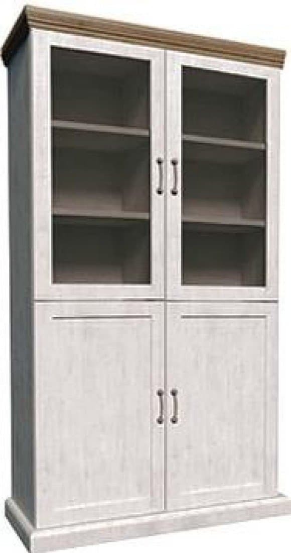 Devonshire 2 Bay Tall Dresser Glass Display Unit Cupboard | White Ash/Oak Wood by Devonshire