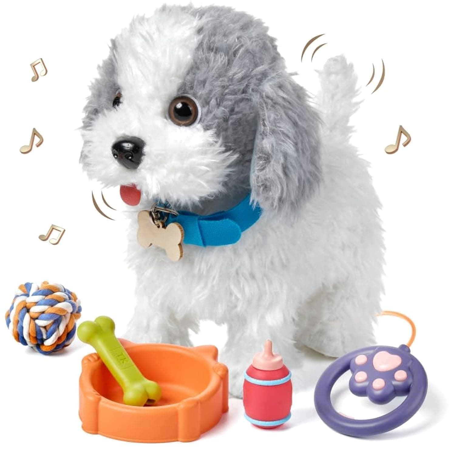 OR OR TU Walking Dog Toys for Kids, Plush Electronic Pets Dog Puppy, Toy Dogs Walk and Bark on a Lead, Interactive Toys Dog for Kids 3 4 5 6 7+ Years Old Girls Boys Gift