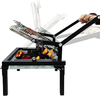 Folding Barbecue Grill, Portable Charcoal Grill with 360 Degree Rotating Cooking Grille, Cooking Grill with Adjustable Tray, Suitable for Outdoor Camping Picnicking Backyard Garden Parties