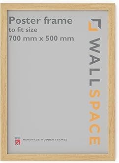 Wall Space Poster 50x70 Oak Picture Frame | Oak 70x50 Photo Frame | 50 x 70 inch | 1270x1778mm | 127x177.8cm | Real Wood with Quality Perspex Safety Glazing | Handmade Wooden Made in UK