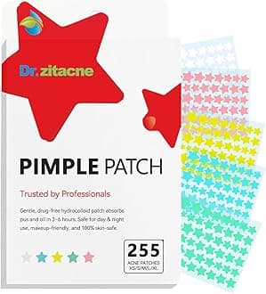 Dr. Zitacne Pimple Patches for Face, Star Hydrocolloid Acne Patches Professional 255 ct. 5 Colors & 5 Sizes(8/10/12/14/16mm) Suit Various Blemish, Cute Spot Stickers Invisible Zit Absorbing, Tea Tree