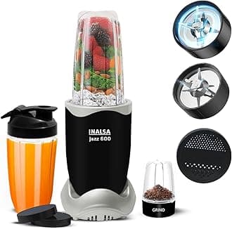 Mixer Grinder|3 Jar & 600 W Copper Motor| Blenders for Smoothies and Juices| Smoothie Maker Blender|Nutri Blender | 2 Blades |2Yr Warranty,Jazz 600-3 Jar