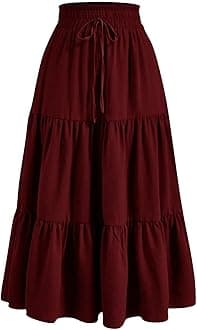 Floral Maxi Skirt for Women Summer Comfy Tiered Elastic High Waisted Skirts Vacation A-Line Flowy Swing Long Skirts