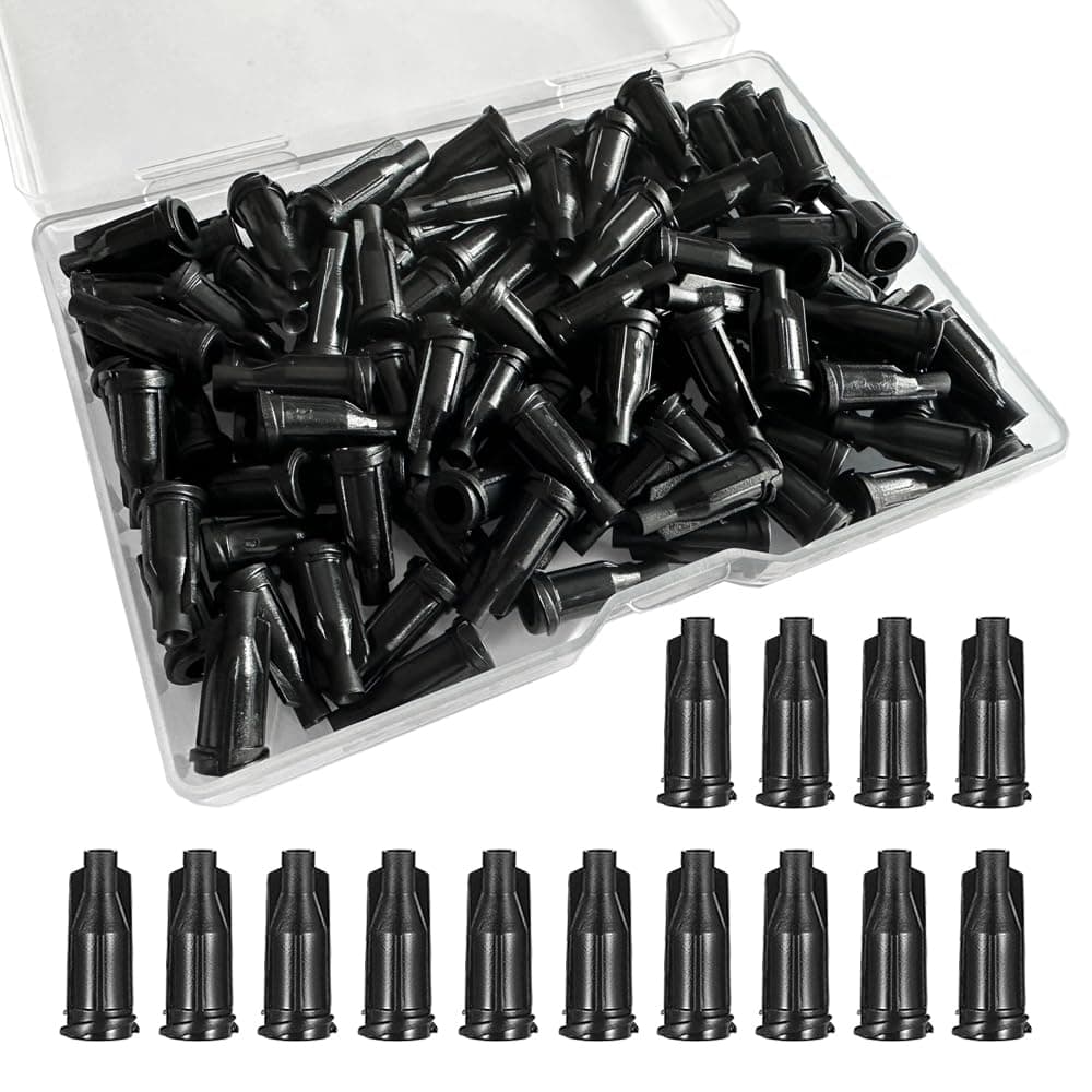 100 Pack Luer Lock Syringe Caps for Luer Slip Lock Tip Leak-Free Dispensing-Black