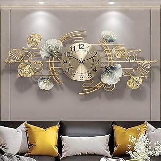 Metal Analog Wall Clock-Floral Design for Home Decor & Wall Decoration for Living Dining Bedroom Office Hall Entryway Cafe & Hotels (36X12 Inch Multicolor)