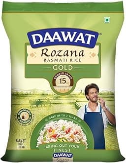 Rozana Gold Basmati Rice 5Kg| For Everyday Consumption| Cooked Grain Upto 15mm*| Naturally Aged