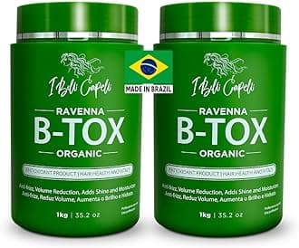 Organic Ravenna Hair B-tox Treatment 2 Pack- B-tox Capilar Para el Cabello, Formaldehyde-Free- Cirugia Capilar Para el Cabello- Effect Anti-Frizz, Volume Reduction, Smoothing- 2 units