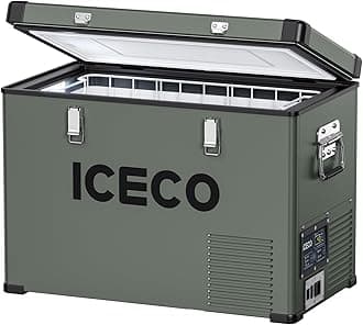 ICECO VL45 Portable Refrigerator with SECOP Compressor, 45 Liters Platinum Compact Refrigerator, DC 12/24V, AC 110-240V, 0℉ to 50℉, Home & Car Use (with Insulated Cover)