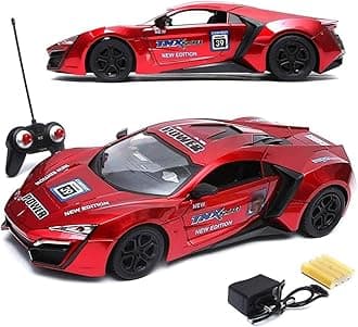 WizToy Italian Sports Remote Control Car (3 Months Warranty) with High Speed, LED Light & USB Charging RC Car Toy for Kids Boys & Girls of 3-10 Years Age (Rich Red)