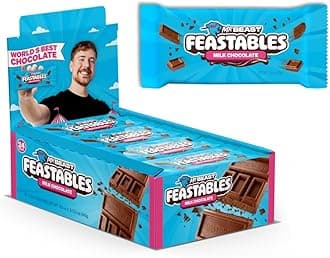 - MrBeast Feastables Milk Chocolate Bar, Full Size, 24 Count, Smooth & Creamy Milk Chocolate Candy, Fairtrade Cocoa, 1.24oz Each