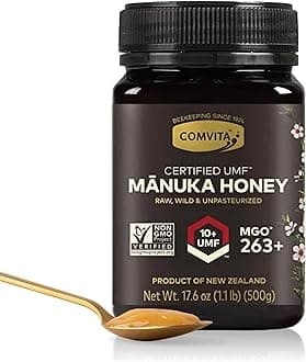 Manuka Honey UMF 10+ (MGO 263+) - Raw Manuka Honey New Zealand, Pure & Unpasteurized, Superfood for Immune Health, Use in Tea, Wild, Monofloral, Non-GMO - 500g (17.6 oz)